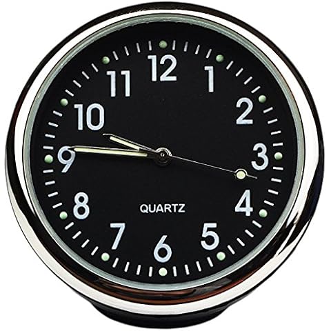 Txian Custom High Accuracy Car Clock Small Round Onboard Quartz Clock Perfect Car Decoration (black dial & black shell) Cover