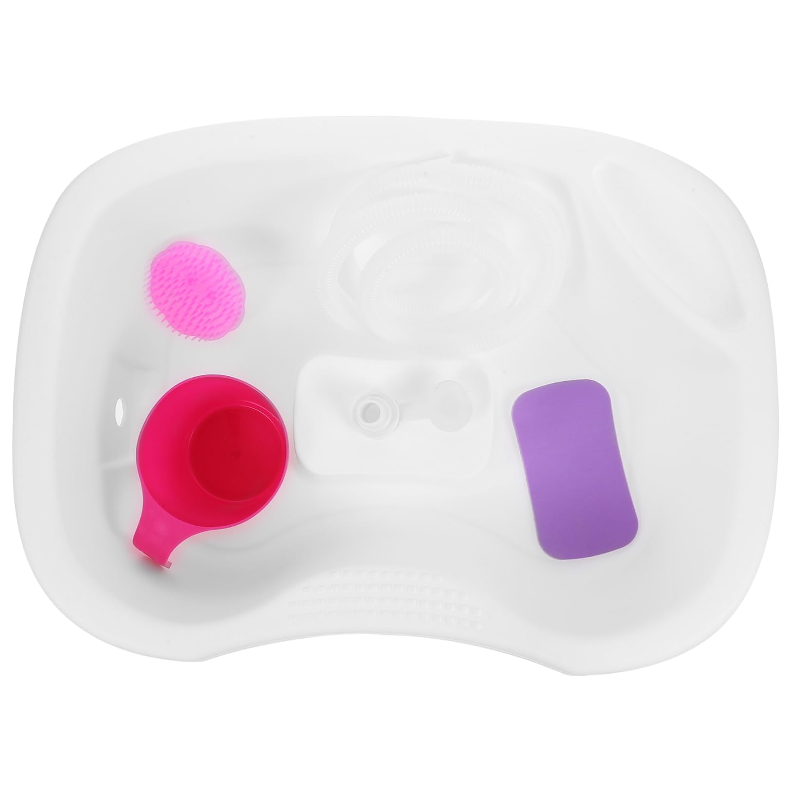 Didiseaon 1Set Portable Hair Washing Basin for Home Use Flat Lying Shampoo Bowl for Elderly Pregnant Women and Bedridden Care Includes Drain Hose Hair Washing Brush and Water Spoon