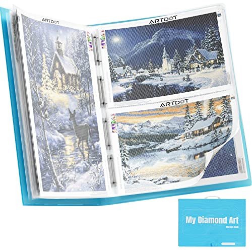 Image of ARTDOT A1 Storage Book for Diamond Painting Kits, Diamond Art Portfolio Folder for Diamond Painting Accessories with 13 Pockets, 26 Views Protectors (34x25.4inches)