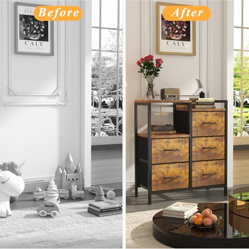 Rahmen aus pulverbeschichtetem Stahl sichtbar - Detailansicht von Beste MUTUN Kommode, Stoffschubladen Test – Dealfoxx.de