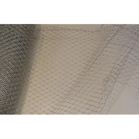 Craftuneed Bridal wedding birdcage veiling Millinery hat veil net Per meter FREE UK PP Fast Dispatch (shiny silver) Cover