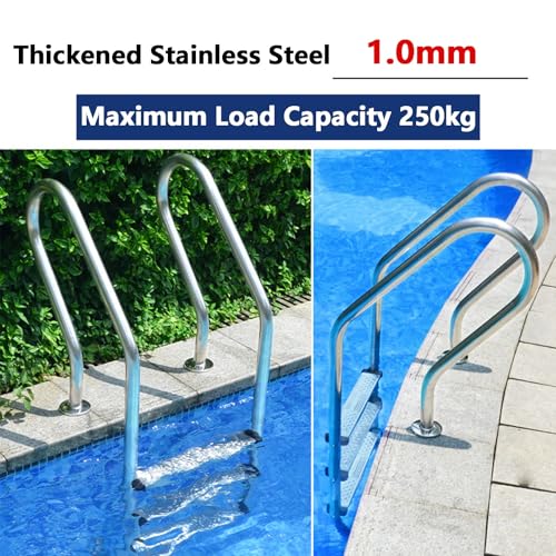 Escalera para piscina de acero inoxidable 3 peldaños miniatura 3