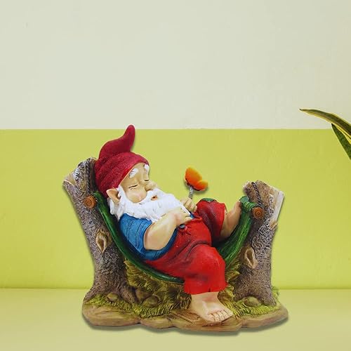 Miniatura 3 de Comfy Hour Colección de semillas de suelo y patio, de resina, gnomo de jardín para dormir en tocón, figura enana, decoración para exteriores