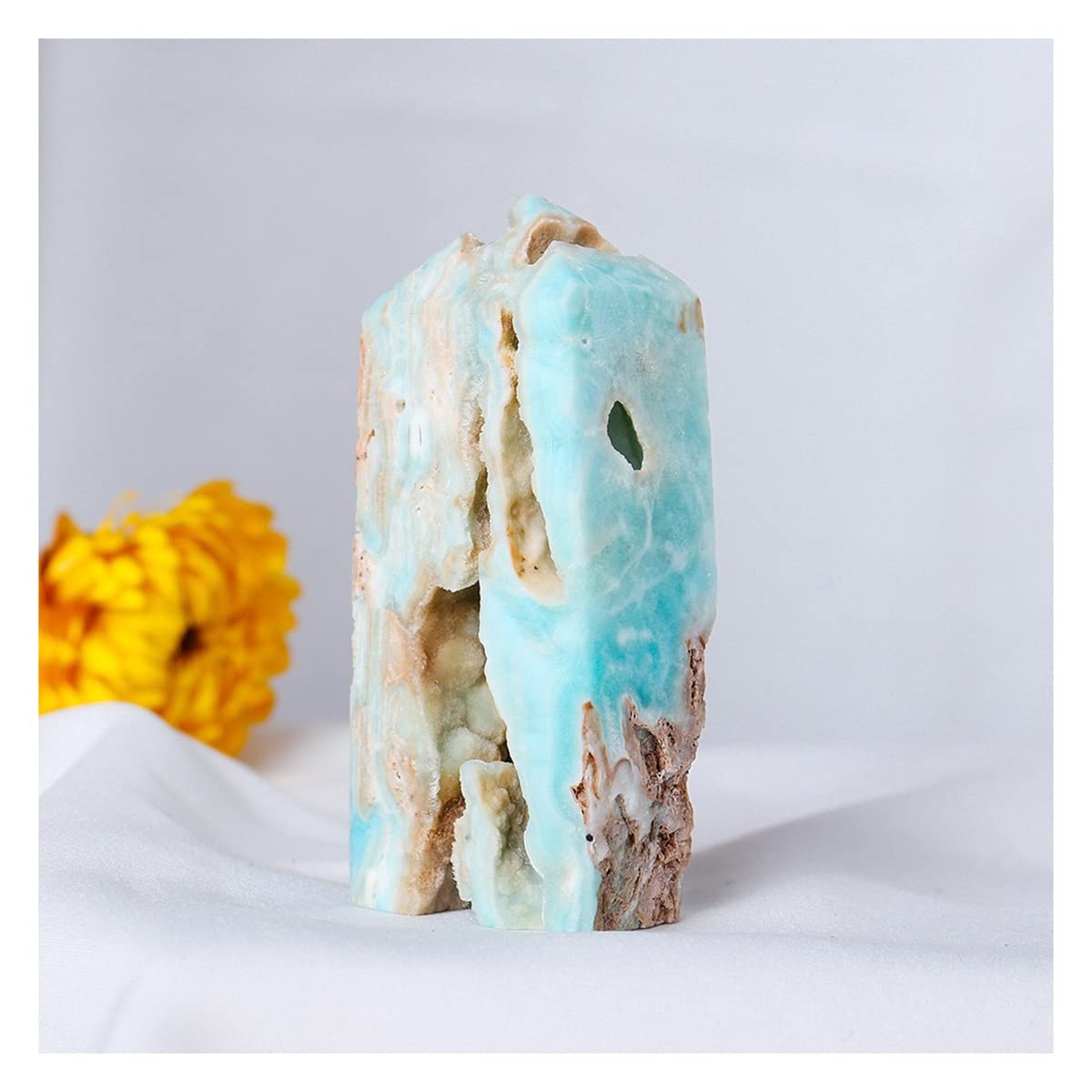 Torre de hemimorfita azul en bruto de 150g a 170g para decoración espiritual del hogar