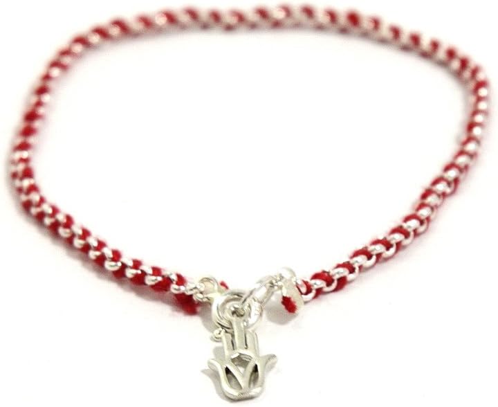 Protection Evil Eye Bracelet - Lucky Hamsa Hand Charm - 7 Inch Sterling Silver Jewelry - Best Kabbalah Red String Bracelets for Women