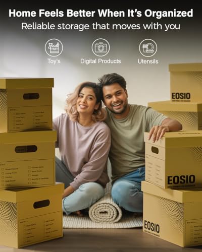 Image of Snap Box Heavy Duty Cardboard Storage Boxes with Lid [Pack of 1] 5-Layer Corrugated Moving Boxes with Handles, Tape-Free Easy Assembly, Organizer for Home, Office, Kitchen