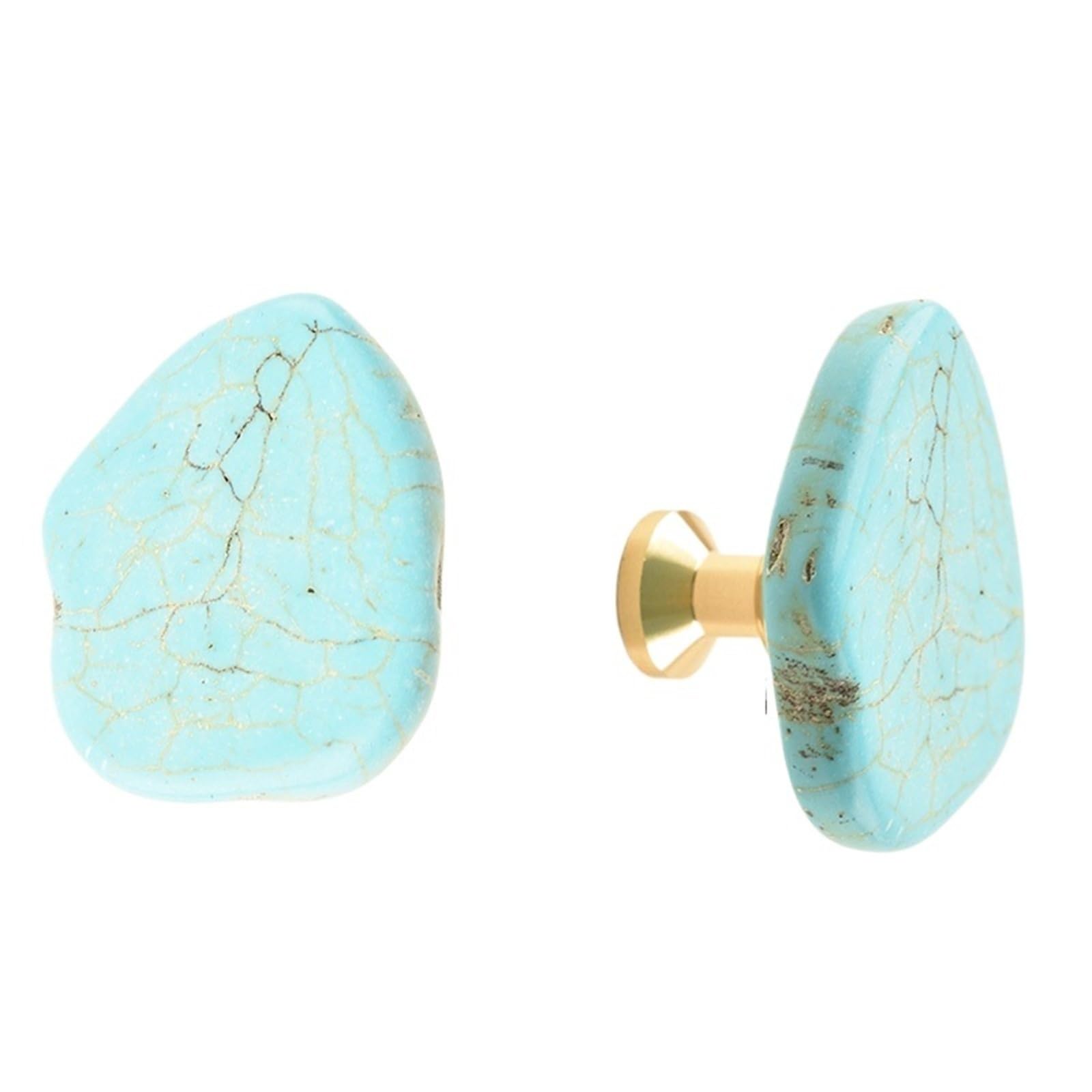 PADGCNOR Single Hole Handles White Stone Brass Furniture Handles Dresser Cabinet Pulls Wardrobe Drawer Door Knobs and Wall Clothes Hook(Blue,Cabinet Handle Screw)