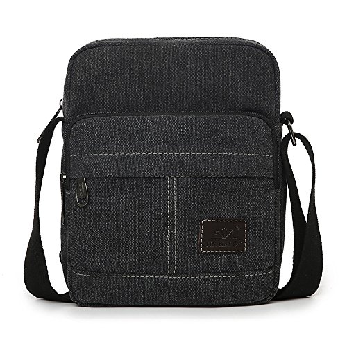 EssVita Unisex bolso al hombro Ocio Messenger Bag de lona al aire libre multifunción Viajes Satchel / Mensajero bolso Negro