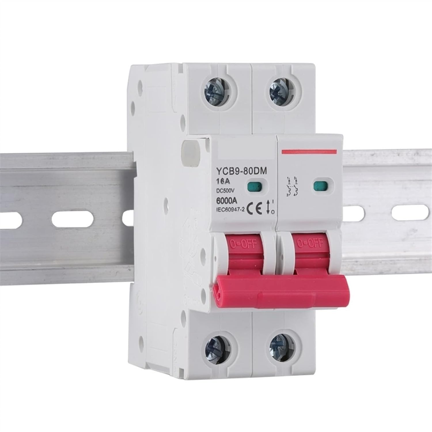 Circuit breakerYCB9-80DM 2P DC MCB 6kA 500V Mini Circuit Breaker 16A 20A 25A 32A 40A 50A DC 1Pcs (Size : 2, Color : 6A) (Color : 40A, Size : 2)