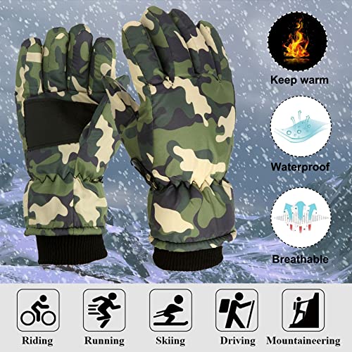 Swibikni Kids Gloves Winter Winter Outdoor Kids Boys Girls Snow Skating Snowboarding Windproof Warm Ski Camouflage Gloves Size M/L X505 #TOP4
