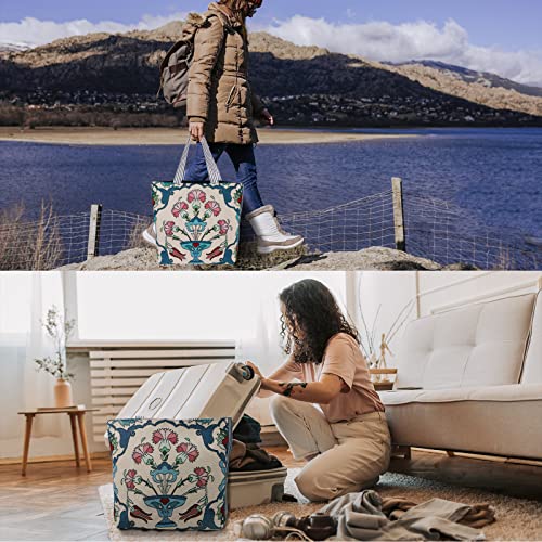 Aflngle Tote Bag For Women Casual Canvas Handbags Beach Totes Large Capacity Grocery Shopping Bag Floral Embroidered Fashion Tote Bags, Travelling Shoulder Bags With Zipper Boho Daily Bag #TOP6