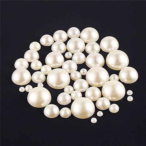 Decora 500Pcs Ivory Flat Back Cabochons Half-Round Pearl For Wedding Decoration Assorted Sizes #TOP2
