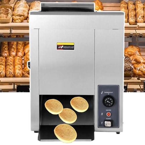 lealovengzh Tostadora De Panecillos AutomáTica De Cadena 2000W para Comercial-Temperatura (50-300°C)-MáQuina Vertical Hacer Hamburguesas Acero Inoxidable para Restaurantes Comida RáPida.,Silver
