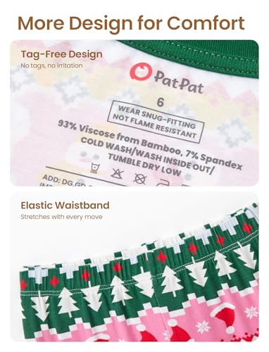 Image of PATPAT Toddler & Kids Pajama Sets with Bamboo Viscose, Snug Fit Pjs for Girls, All-Season Comfort Sleepwear, Ages 2-12 Years