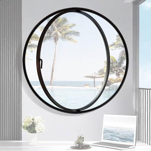 TWHZSAI Ventanas Redondas de Vidrio giratorias - Ventanas metálicas de Repuesto de Montaje Empotrado de 40, 50, 60, 70, 80 y 100 cm de diámetro - Ventanas de ventilación giratorias de 360° para Uso