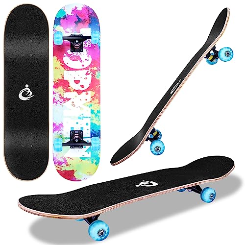 Produktfoto von Vikaster Skateboard Erwachsene, Skateboard Kinder, Skateboard Komplette für Anfänger, 79 * 20cm, Skateboard,&hellip;