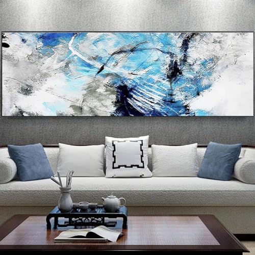 Toile paysage abstrait bleu pour salon et décoration murale chic