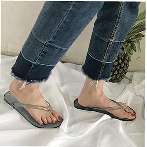 Women Flip Flops Summer Beach Jelly Anti-Slip Flat Slippers Pool Bath Slippers Transparent2
