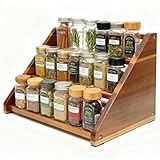 Arflo Acacia Wooden Spice Rack for Countertop - 3 Tiered Spice Rack Organizer for Cabinet - Kitchen...