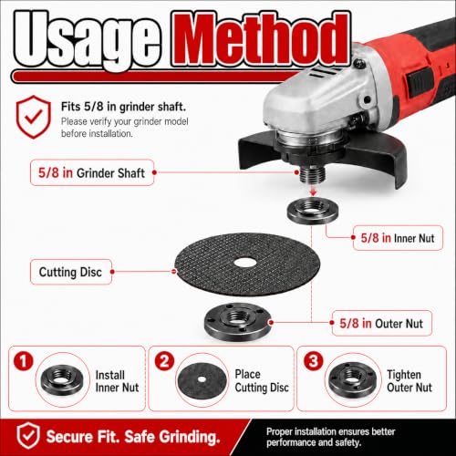 Image of Adjustable Angle Grinder Wrench & Nut Kit,5 /8-11 Lock Nut 7PCS | Fits for Milwaukee,DeWalt , Makita and Ryobi 4.5 inch /5 inch /7 inch grinders for Nut Removal & Disc /Wheel Replacement