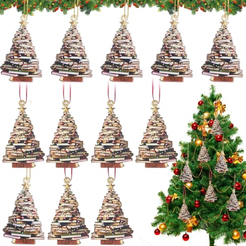 Weihnachtsbaumschmuck,2D Bücher Deko 12Stück Weihnachtsanhänger...