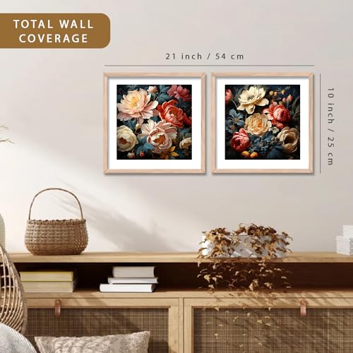 Image of kotart Premium Digital Paintings with Frame for Home Decoration - Floral Painting for Living Room Bedroom Office Room Decor - Painting for Wall Decoration - Pack of 2 H