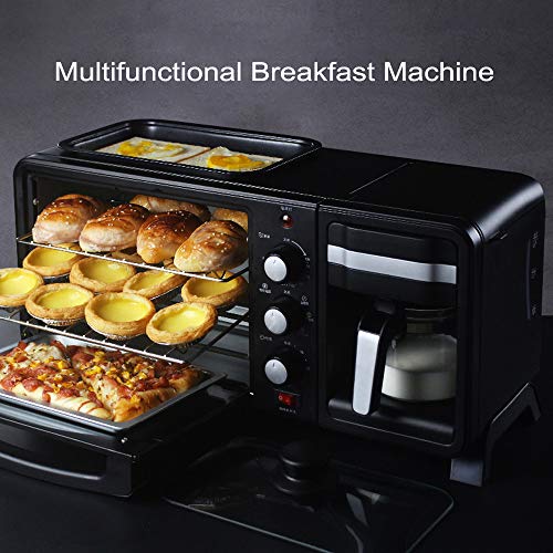 3 In1Toaster Frühstücksmaschine Kaffeemaschine Backofen Eierkocher Mit Eierkocher Edelstahl Miniofen Kompakter… – Bild 3