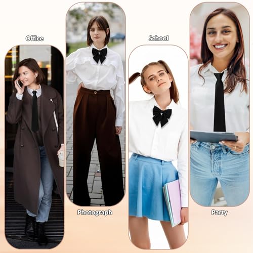 Image of Tucnoeu Bow Tie for Women - 2Pcs Women's Bow Ties,Pre-tied Adjustable Bowties