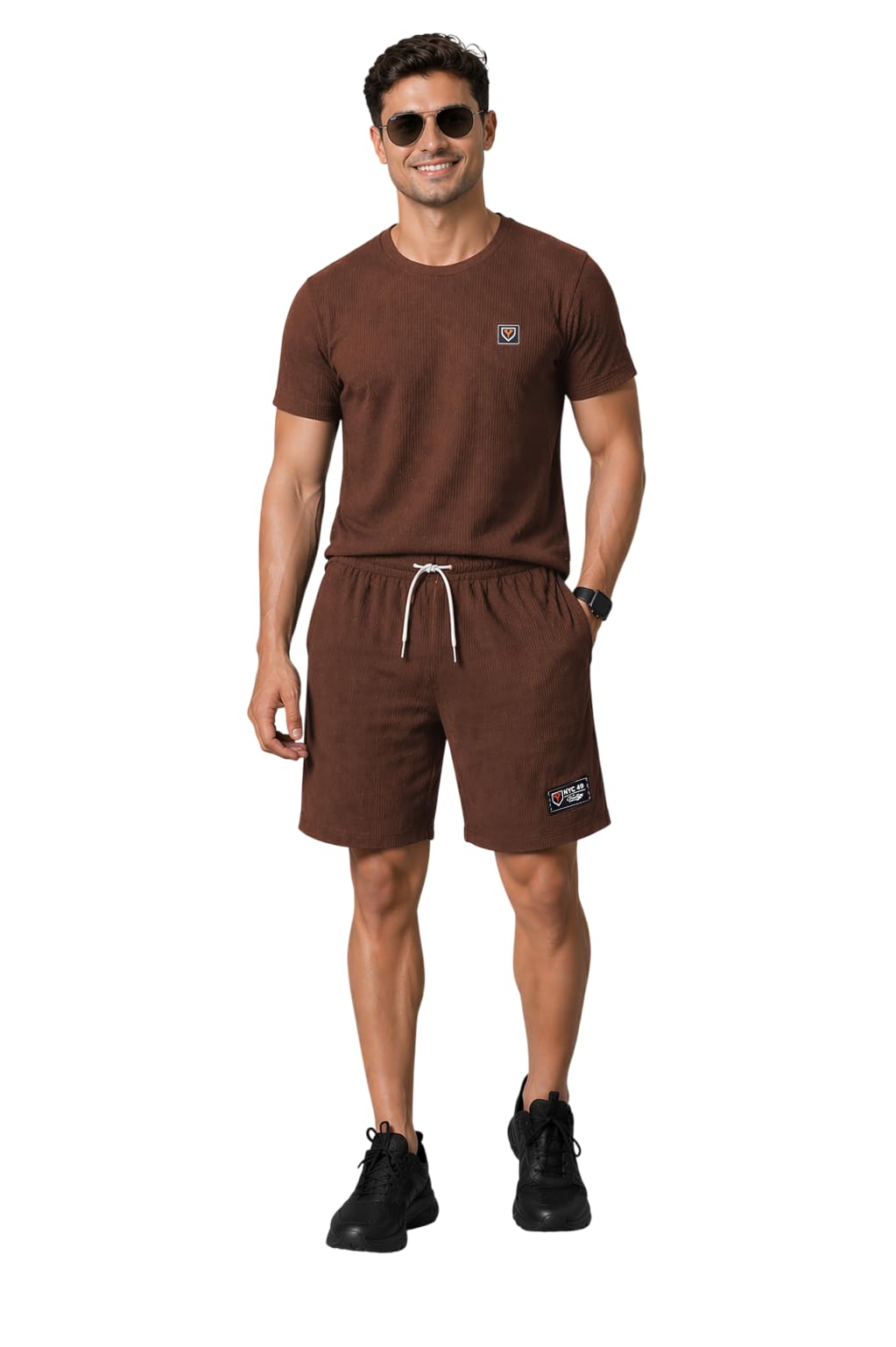 Men's Tracksuit | Lycra Blend Regular Fit | Quick Dry Gym Yoga Training Tracksuit | Breathable Jacket & Track Pant Set for Travel Casual Sports Wear | Everyday Use - Brown(XXL)-image-2