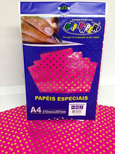Papel Bolinha Metalizada, Off Paper, 10489, Rosa Claro