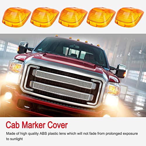 Cciyu Cab Marker Light 5X Amber Top Clearance Roof Running Lamp Lens Cab Roof Light Covers Replacement Cab Marker Assembly Replacement Fit For 1999-2016 Ford F-250 350 450 #TOP4