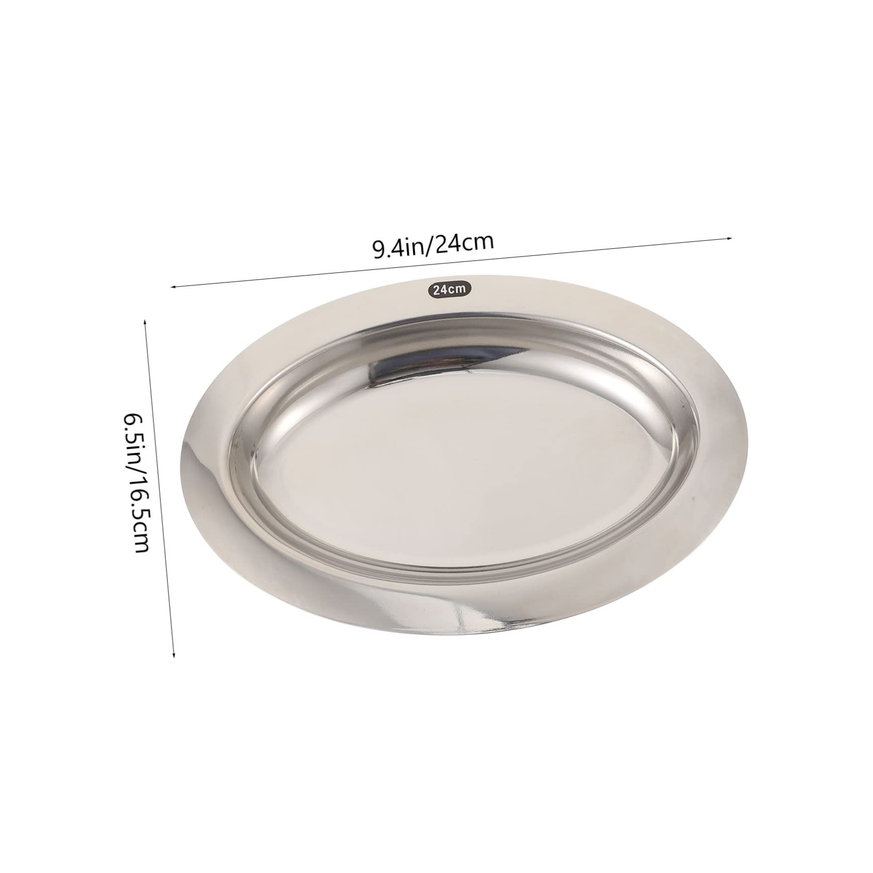 KICHOUSE Stainless Steel Breakfast Plate Metal Serving Plate Oval Fruit Heat Insulation Easy to Clean Shareable