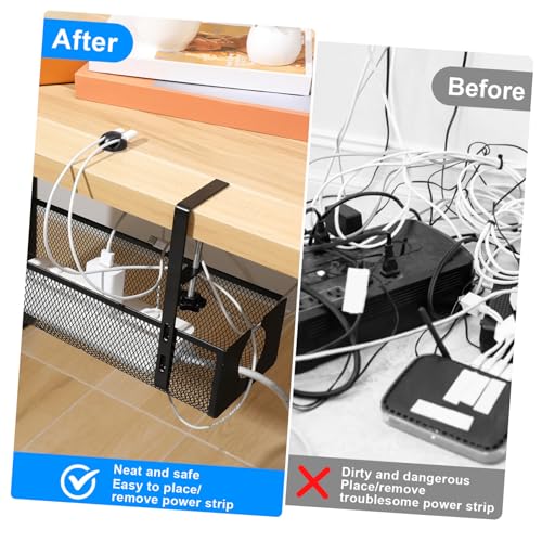 Organizador de Escritorio Accesorios Caja para Manejo de Cables Bajo Escritorio Soporte Resistente en Acero al Carbono miniatura 3