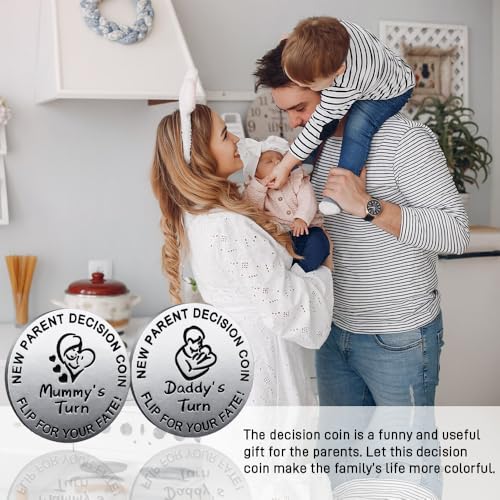 Image of New Parent Decision Coin Funny Pregnancy Gifts for First Time Moms Dads, Cute New Parents Gift Mommy Daddy Couples Gift Ideas, Gag Gift for Shower Birthday Fathers Day,Silver
