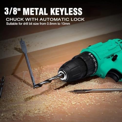 Image of HELLARO 21V Cordless Drill Machine cum Screwdriver | Two 1.5Ah Li-Ion Batteries | Torque 25+1 | 2 Speed Driver | Handheld Drills (Cordless Drill, 2battery & Charger with accessories)