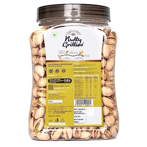 Image of Nutty Gritties California Pistachios 800g, Roasted & Lightly Salted, Resealable Jar