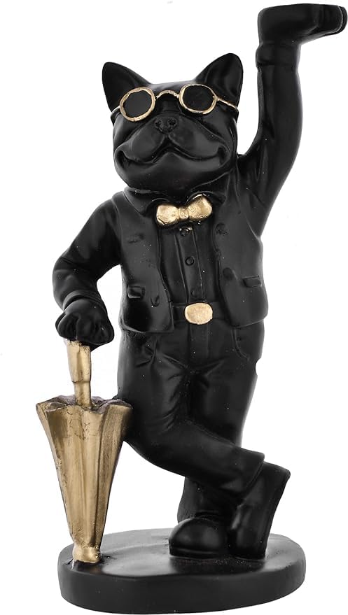 YATI Creation_ Black Bull Dog Sculpture for Storage Purpose for Home Decor Living Room Showpiece Figurine