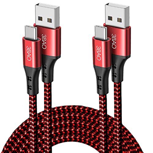 3BAO Cable USB C [1M+2M,2Pack] 3A Cable USB Tipo C Carga Rápida Nylon Trenzado para Samsung S20 S10 S9 S8 Plus,Note10 9 8,Xiaomi Mi A1 A2,Huawei P30/P20/P10/P9,Mate 40/30/20,LG,Sony Xperia XZ,Pixel