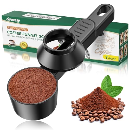 CAPMESSO 300 Count Disposable Coffee Filters & Coffee Scoop for Reusable K Cup Refillable Pods: 2 Tablespoon Coffee Measuring Scoop