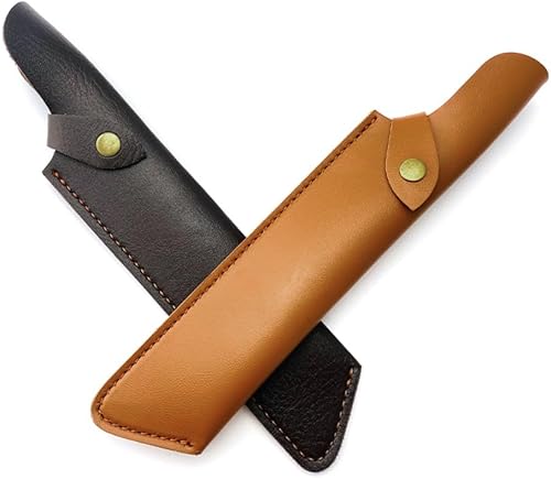 Miniatura 3 de Funda de cuchillo de hoja fija, funda de cuero recta para cuchillos, funda táctica EDC con trabilla para cinturón para cazar