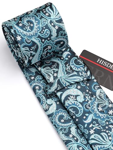 Image of HISDERN Ties for Men Paisley Floral Tie Handkerchief Classic Woven Business Formal Necktie and Pocket Square Set Wedding