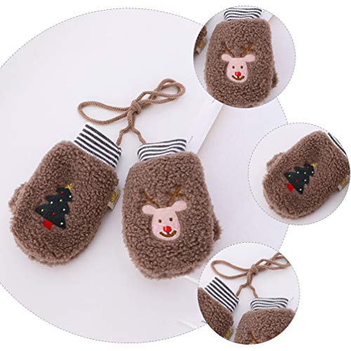 KESYOO 1 par de Luvas de Inverno BebÃª Luvas de Dedo Inteiro Luvas Quentes de Inverno de Natal Trico