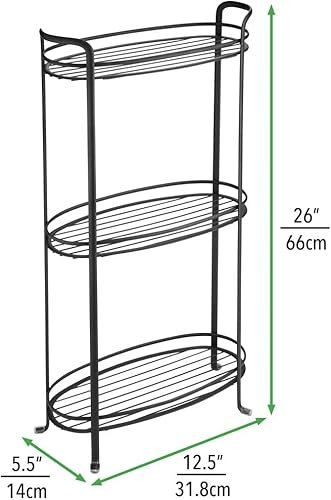 Miniatura 5 de mDesign Estantería vertical de baño de 3 niveles, organizador de almacenamiento de metal decorativo con 3 cestas para sostener y organizar toallas