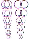 Ruifan 12PRS(24PCS) 16G Surgical Steel Horseshoe & Captive Bead Nose Hoop Septum Earring Eyebrow...