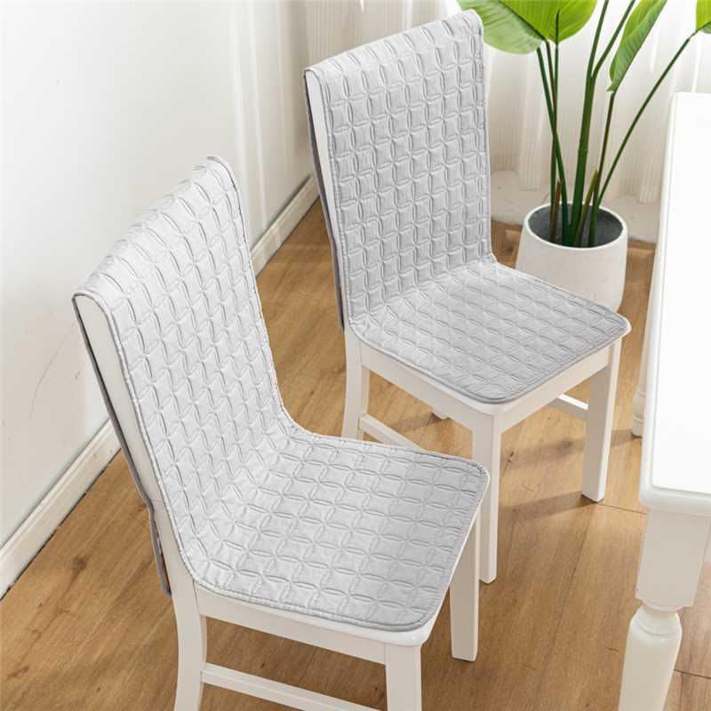 Image of HOMETHREADS Non-Slip Chair Cover-Universal Fit for Kitchen & Dining Chairs-Cushioned Comfort - Stylish Machine Washable Seat Cover-140x40cm (Grey, Pack of 6)