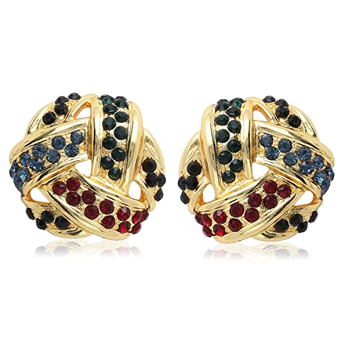 Estele 24Kt Gold Tone Plated Swirl Stud Earrings for Women with Austrian Crystals (B08CQ6J9SH) Amazon Price History, Amazon Price Tracker