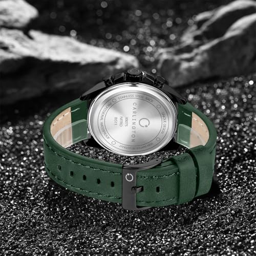 Image of Carlington Nitro Analog Chronograph Men's Premium Leather Strap Wrist Watch | Quartz Movement | Water & Shock Resistant Watch for Men | Casual & Formal Wear - CT 8075