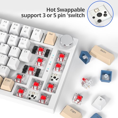 Image of Fogruaden Wired 75% Percent TKL Mechanical Gaming Keyboard, Hot Swappable, Gasket Mount, Creamy Linear Red Switch, RGB Backlit, Sound Absorbing Pads, NKRO, Compact, Custom Keyboard