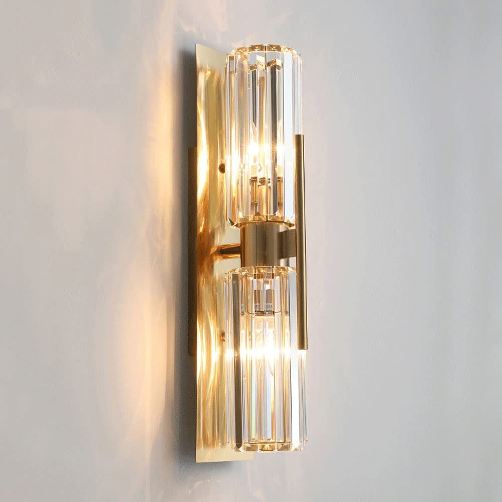 KBUUKYYXouy Wall Lamp,Crystal Wall Sconce Lighting Fixtures 2-Light d Metal Wall Lamp Modern Vanity Light, E14 Wall Mount Lamps for Living Room Bedroom Bedside Stairs Home Deco Sconces/H43Cm(H60cm)