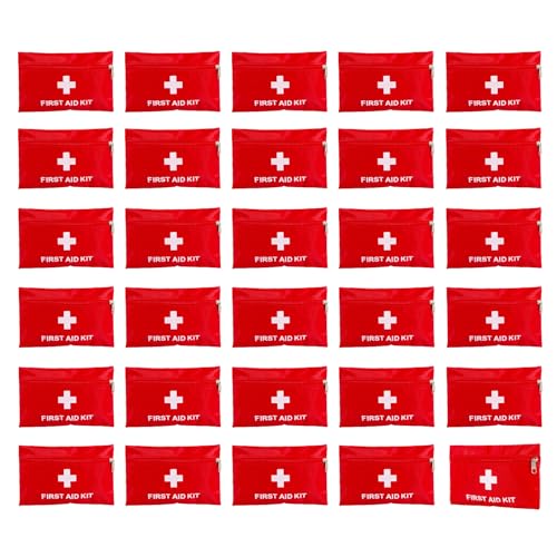 Image of First Aid Bags Empty,Mini First Aid Pouch Empty,Mini First Aid Kit Bulk,Zipper Pouches for Emergency,Travel and Outdoor (Red 30 Pack, 4.3 * 6.3 inch)